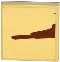 Lego Tile 2 x 2 with SW Wookiee Gunship Pattern Model Left Side (Sticker) - Set 75084 / Tan