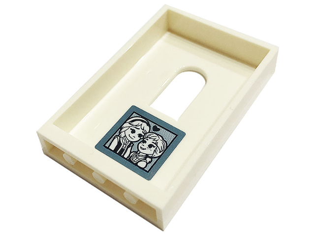 Lego Panel 1 x 4 x 5 Wall with Window with Portrait of Anna and Elsa Pattern on Inside (Sticker) - Set 43197