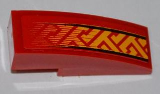 Lego Slope, Curved 3 x 1 with Fade Geometric Pattern Model Right Side (Sticker) - Set 8227 / Red