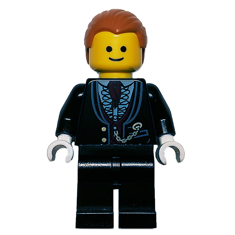 Lego Black Torso Jacket, Black Legs, Medium Nougat Hair