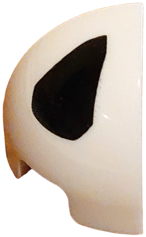 Lego Slope, Curved 1 x 1 Corner Round with Black Rounded Triangle Pattern (Pokémon Cubone Nostril) / White