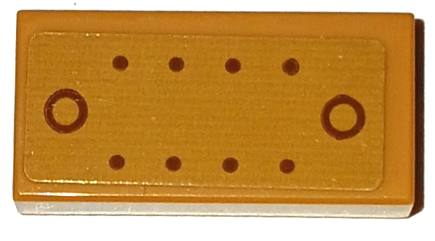 Lego Tile 1 x 2 with Reddish Brown Dots and Circles Pattern (Sticker) - Set 76261
