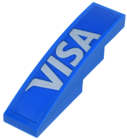 Lego Slope, Curved 4 x 1 with Silver 'VISA' Logo Pattern Model Right Side (Sticker) - Set 77246