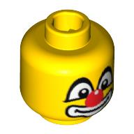 Lego Minifig Head Clown, Big Eyes with White Pupils, Red Nose and Large White Mouth Print / Yellow