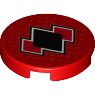 Lego Tile Round 2 x 2 with Black and Red Diamonds Print / Red