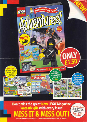 Lego 1999 Insert - LEGO Adventures! Magazine UK Subscription
