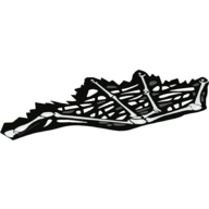 Lego Wing, Left, White Bones Print / Black