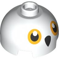 Lego Brick Round 2 x 2 Dome Top, Vented Stud with Bright Light Orange Eyes, Black Beak print (Hedwig)