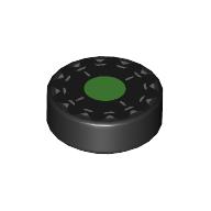 Lego Tile Round 1 x 1 with Bright Green Center Circle, White Print