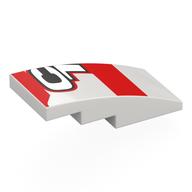 Lego Brick Curved 4 x 2 No Studs with 'C', '1', Red Shapes Print / White
