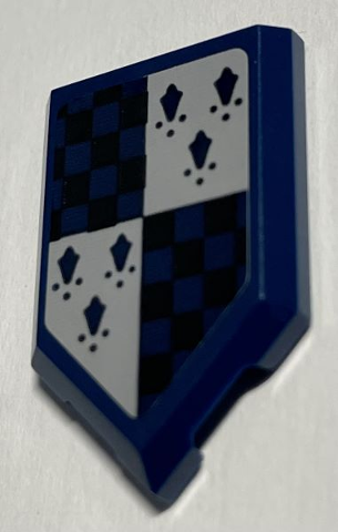 Lego Tile, Modified 2 x 3 Pentagonal with Dark Blue and Light Bluish Gray Ravenclaw Banner Pattern (Sticker) - Set 76395 / Dark Blue