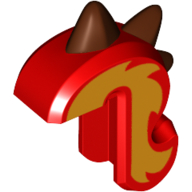 Lego Animal Body Part, Cat Tail with Spikes, Yellow Streak, Reddish Brown Spikes / Red