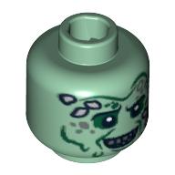 Lego Minifig Head Hadras, Sunken Eyes, Teeth and Marine Growth Print [Blocked Open Stud] / Sand Green