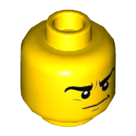 Lego Minifig Head Clay, Eyebrows, Dimples, Crooked Smile / Yellow