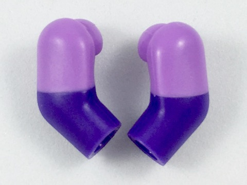 Lego Arm, (Matching Left and Right) Pair with Molded Medium Lavender Short Sleeves  Pattern / Dark Purple