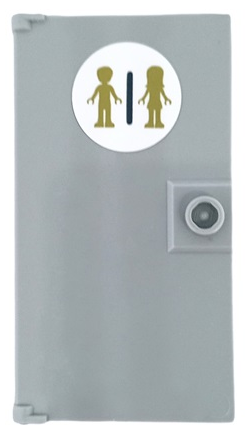 Lego Door 1 x 4 x 6 with Stud Handle with Gold Male and Female Mini Dolls Silhouettes (Unisex Restroom) Pattern (Sticker) - Set 41448