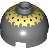Lego Brick Round 2 x 2 Dome Top, Hollow Stud with Black Spots on Yellow Print (Buzz Droid) / Dark Bluish Gray