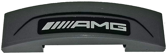 Lego Slope, Curved 4 x 1 x 2/3 Double with White 'AMG' Logo on Dark Bluish Gray Background Pattern (Sticker) - Set 75877