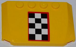 Lego Wedge 4 x 6 x 2/3 Triple Curved with Checkered Flag with Red Outline Pattern (Sticker) - Set 4643