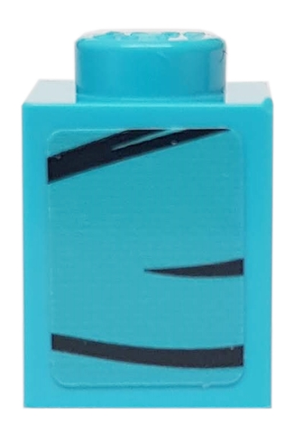 Lego Brick 1 x 1 with 3 Black Lines on Medium Azure Background Pattern Model Right Side (Sticker) - Set 76898 / Medium Azure