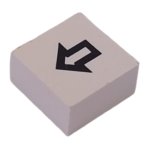 Lego Modulex Tile 2 x 2 with Black Arrow Print, without Internal Supports / Modulex White