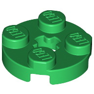 Lego Plate Round 2 x 2 with Axle Hole Type 1 (+ Opening) / Green