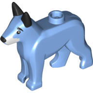 Lego Animal, Dog, Alsatian / German Shepherd (Police Dog) with Black Nose and Ears, White Around Mouth Print