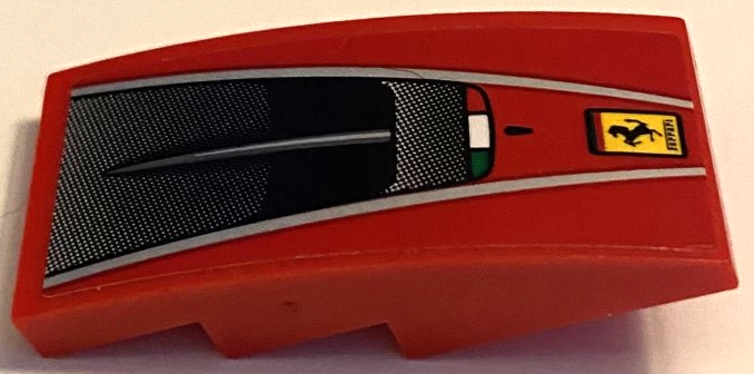 Lego Slope, Curved 4 x 2 with Ferrari Logo, Air Intake Grille and Silver Stripes Pattern (Sticker) - Set 75882
