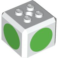 Lego Brick Special Cube with 2 x 2 Studs on Top, and Bright Green Circles Print