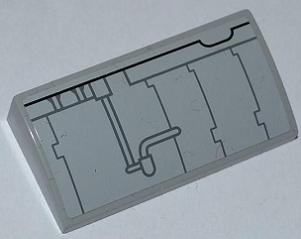 Lego Slope, Curved 2 x 4 x 2/3 with Bottom Tubes with SW Millennium Falcon Pattern 2 (Sticker) - Sets 7965 / 75105
