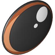 Lego Shield Round Bowed with Eye, Reddish Brown Iris, White Pupils Print / Black