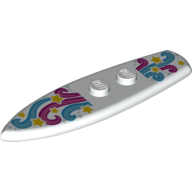 Lego Sports Surfboard Standard with Pink and Medium Azure Swirls and Yellow Stars Print / White