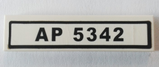 Lego Tile 1 x 4 with 'AP 5342' Pattern (Sticker) - Set 8289