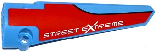 Lego Technic, Panel Fairing # 6 Long Smooth, Side B with 'STREET EXTREME' on Red Background Pattern (Sticker) - Set 42036 / Medium Blue