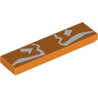 Lego Tile 1 x 4 with White Markings Print / Orange