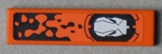 Lego Tile 1 x 4 with Black and Silver Alien Skull Pattern (Sticker) - Set 8112 / Orange