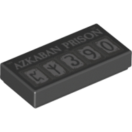 Lego Tile 1 x 2 with Runes, '3', '9', '0', and 'AZKABAN PRISON' Print / Black