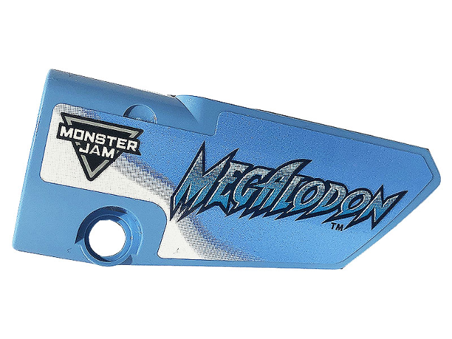 Lego Technic, Panel Fairing # 4 Small Smooth Long, Side B with Logo 'MONSTER JAM' and 'MEGALODON' Pattern (Sticker) - Set 42134