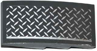 Lego Slope, Curved 4 x 2 with Tread Plate and Silver Line Pattern Model Right Side (Sticker) - Set 75919