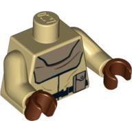 Lego Torso Tunic with Dark Tan Collar Print (Mon Calamari Officer), Tan Arms, Reddish Brown Hands / Tan