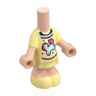 Lego Microdoll Body Short Dress Bright Light Yellow, White Animal Print / Light Nougat