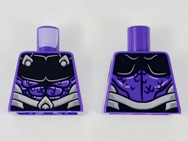 Lego Torso Black Upper Chest Plate and Scale Lines, Silver Belt Pattern / Dark Purple