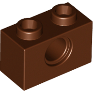 Lego Technic Brick 1 x 2 [1 Pin Hole] / Reddish Brown