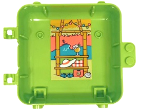 Lego Container, Box 3 x 8 x 6 2/3 Half Back with Bamboo Beach Hut, Hanging Lights, Coral Sunset, Dark Turquoise Sea, White Hat, Towels, Cocktail and Flip Flops Pattern (Sticker) - Set 41413 / Lime
