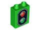 Lego Duplo, Brick 1 x 2 x 2 with Traffic Signal Double Pattern / Bright Green