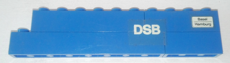 Lego Stickered Assembly 11 x 1 x 2 with 'DSB' and 'Basel Hamburg' Pattern (Stickers) - Set 7818