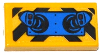 Lego Tile 1 x 2 with Black Stripes and 2 Blue Joysticks Pattern (Sticker) - Set 76020