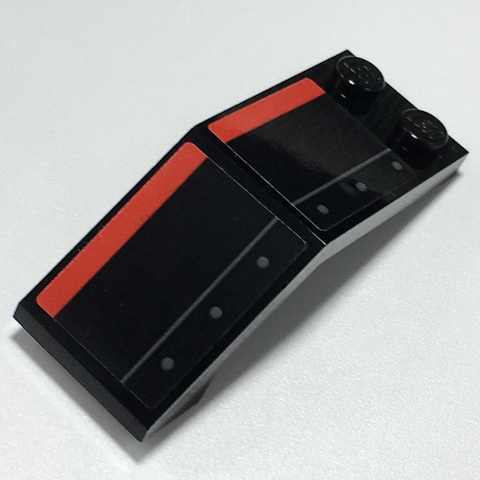 Lego Windscreen 5 x 2 x 1 2/3 with Red Stripe, Dark Bluish Gray Line and Rivets Pattern Model Right Side (Stickers) - Set 70917