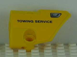 Lego Technic, Panel Fairing # 2 Small Smooth Short, Side B with 'TOWING SERVICE' and Vent Pattern (Sticker) - Set 8109 / Yellow