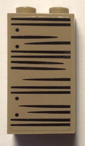 Lego Brick 1 x 2 x 3 with Black Horizontal Wood Lines and Nails on Left Side Pattern (Sticker) - Set 75952